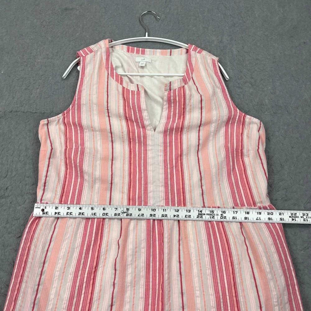 J Jill Dress Women's XL Pink Striped Sleeveless Lined Tiered Lined Maxi Boho - Picture 6 of 10